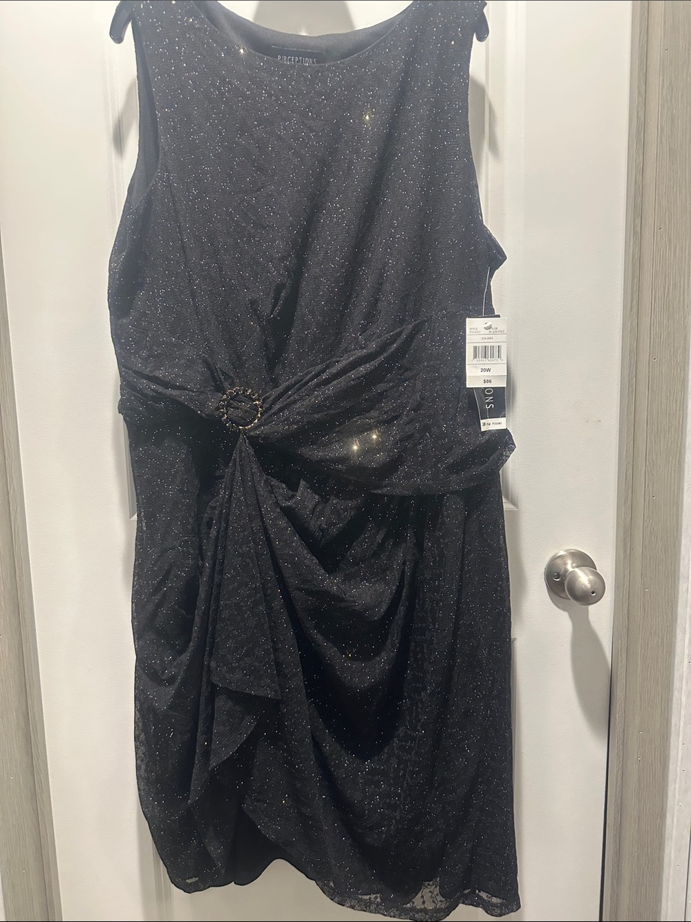 Perceptions Black Sparkle Twist-Front Cocktail Dress
